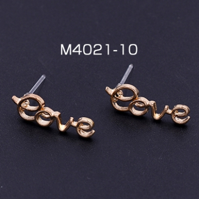 樹脂ピアス アルファベットlove 7×20mm クリア/ゴールド【10ヶ】