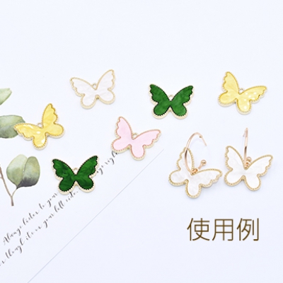 チャームパーツ 蝶々 アクリル貼り 1カン 20×25mm ゴールド【2ヶ】