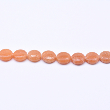 天然石ビーズ オレンジアベンチュリン コイン型 1連(約34ヶ）