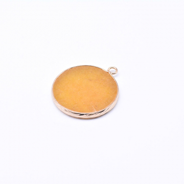 天然石フレームチャーム オレンジジェイド 丸型 1カン ゴールド （1ヶ）