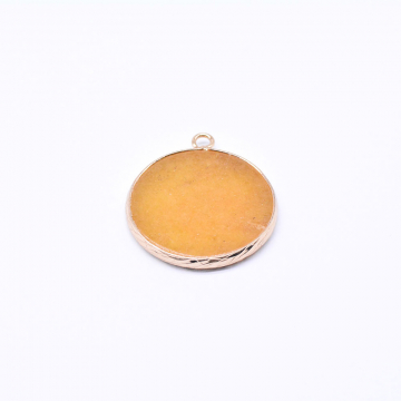 天然石フレームチャーム オレンジジェイド 丸型 1カン ゴールド （1ヶ）