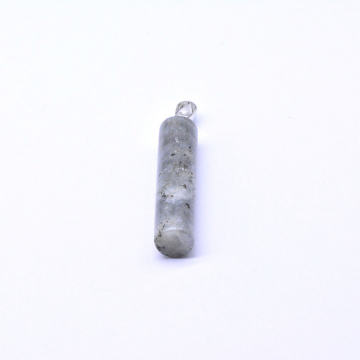 円柱天然石ペンダントトップ モスアゲート 1カン ロジウム （1ヶ）