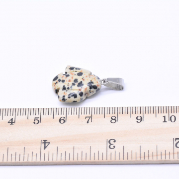 天然石ペンダントチャーム ダルメシアンジャスパー 鳥 バチカン付き 18×29mm ロジウム （1ヶ）
