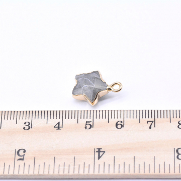天然石チャーム グレーアゲート 星型 1カン 13×16mm ゴールド （1ヶ）