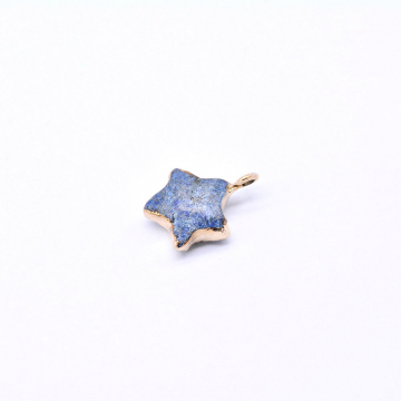 天然石チャーム ラピスラズリ 星型 1カン 12×15mm ゴールド （1ヶ）