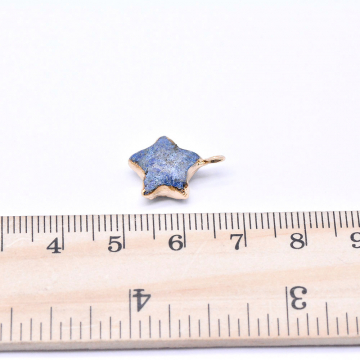 天然石チャーム ラピスラズリ 星型 1カン 12×15mm ゴールド （1ヶ）
