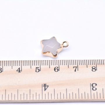 天然石チャーム ホワイトオニキス 星型 1カン 13×15mm ゴールド （1ヶ）