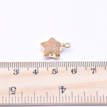 天然石チャーム ピクチャージャスパー 星型 1カン 13×16mm ゴールド （1ヶ）