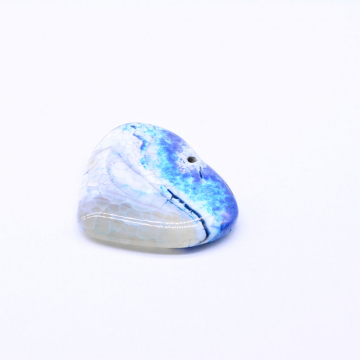 天然石チャーム メノウ ハート型 30×33mm ブルー （1ヶ）