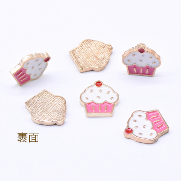 エポ貼付けパーツ ケーキA 10×10mm ゴールド/ピンク（10ヶ）