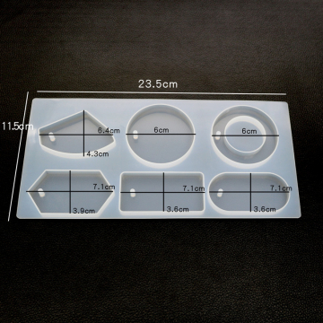 シリコンモールド DIY 幾何型穴あり 混合図形 235×115×8mm ハンドメイド用 （2ヶ）