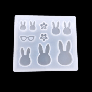 シリコンモールド DIY ウサギ型 混合図形 90×80×10mm ハンドメイド用 （2ヶ）