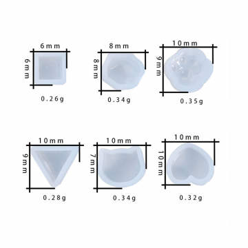 シリコンモールド ピアス用立方体 猫の足跡 ハート型 ハンドメイド用 （2ヶ）