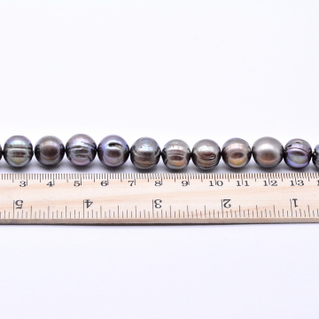 高品質淡水パールビーズ 丸玉 天然素材 グレーパープル 12-13mm【1連（約32ヶ）】