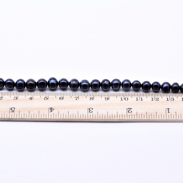 高品質淡水パールビーズ 丸玉 天然素材 ブラック 7-8mm【1連（約58ヶ）】