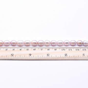 高品質淡水パールビーズ オーバル 天然素材 ライトピンク 8-9mm【1連（約39ヶ）】