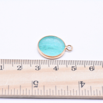 天然石チャーム イェローオパール 円形 1カン 16×20mm ゴールド (1ヶ)