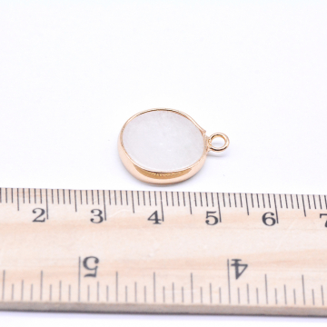 天然石チャーム イェローオパール 円形 1カン 16×20mm ゴールド (1ヶ)