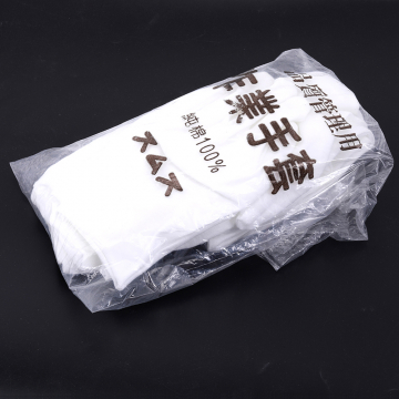 ホワイト作業手袋 品質管理用 綿スムス マチなし フリーサイズ 【1袋(12双)】