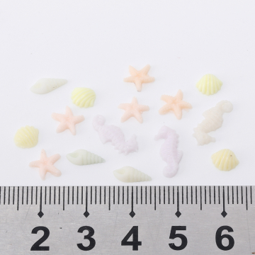 貼付けパーツ 樹脂貼付けパーツ 樹脂カボション 海の生き物 カラーミックス（10ヶ）