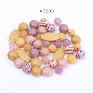 アクリルビーズ カラーミックス ピンク＆イエローシリーズ 50g(約38ヶ)