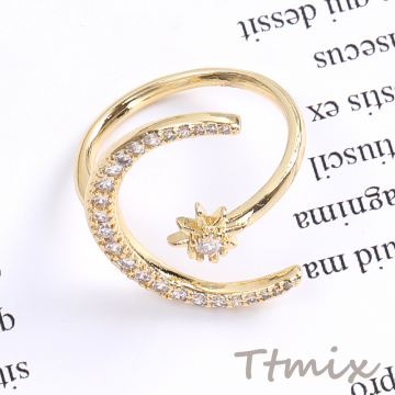 高品質デザインリング 指輪 ジルコニアリング 幅約22mm ゴールド（1ヶ）