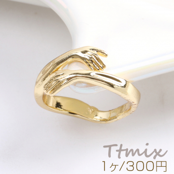 高品質デザインリング 指輪 幅約9mm ゴールド（1ヶ）