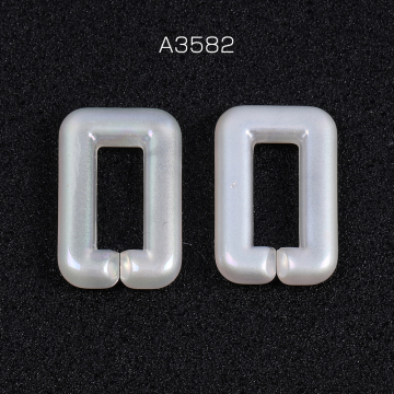 アクリルチェーンパーツ 長方形型 20×30mm ホワイト（10ヶ）