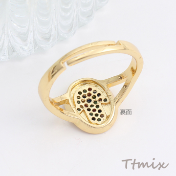 高品質ジルコニアリング デザインリング 指輪 サボテン 幅約12mm ゴールド（1ヶ）