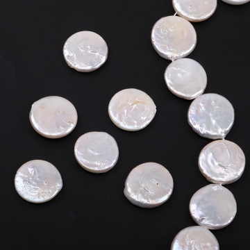 淡水パールビーズ 天然素材 コイン型 20mm（1ヶ）