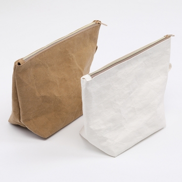 洗えるクラフト紙コスメバッグ 防水 収納ポーチ 8×13×15×22cm（1ヶ）