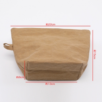 洗えるクラフト紙コスメバッグ 防水 収納ポーチ 8×13×15×22cm（1ヶ）
