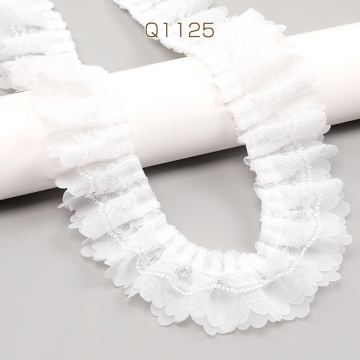 ラッセルレースリボン ポリエステルリボン レースリボン 服飾資材 ホワイト 幅約4.5cm（1m）