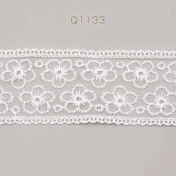 ラッセルレースリボン ポリエステルリボン レースリボン 服飾資材 ラッピングリボン ホワイト 幅約6.5cm（1m）