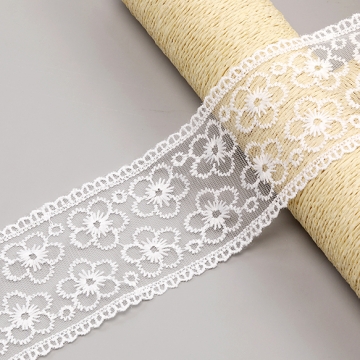 ラッセルレースリボン ポリエステルリボン レースリボン 服飾資材 ラッピングリボン ホワイト 幅約6.5cm（1m）