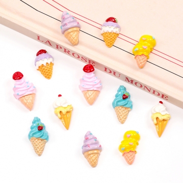 ミニチュアフードパーツ 樹脂製 食品サンプル貼付けパーツ フェイクフードデコパーツ ソフトクリーム アイスクリーム
