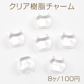 クリア樹脂チャーム クリア感チャーム 透明樹脂チャーム 2カン付き 約13×14mm  (8ヶ)