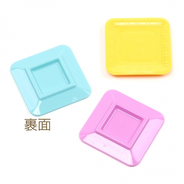 ミニチュア食器 スクエア型プレート ミニプレート ミニお皿 レジン 粘土台座 全6色 約50×50mm ランダム発送(10ヶ)