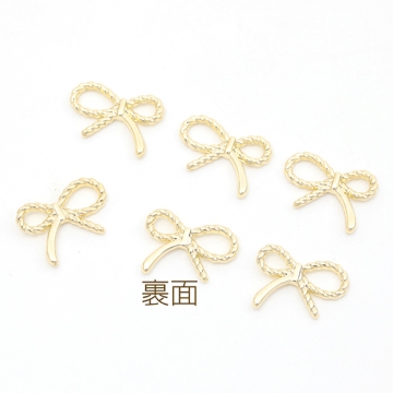 メタルリボンパーツ 立体 リボンチャーム 貼り付けパーツ ヘアクリップ ネックレス制作におすすめ 約10×14mm（6ケ）