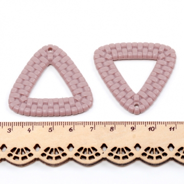 アクリルパーツ 編み込み風 三角形 1穴 ブラウン系 約40×42mm（4ヶ）