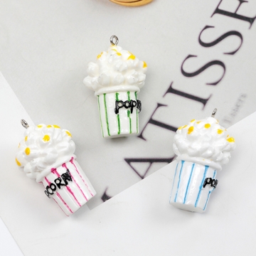 樹脂チャーム ポップコーン 樹脂パーツ アクセサリーパーツ 約24×38mm（2ヶ）