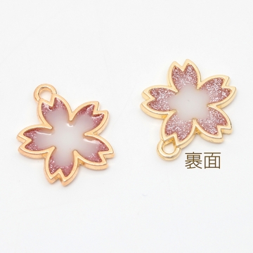 エポチャーム フラワー 桜 さくら チャームパーツ 合金製 約18×20mm（2ヶ）