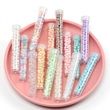 ガラスシードビーズ beads 極小ビーズ ガラスビーズ スズマル 鈴丸ビーズ ボトル入り 約4.5×5mm（1本約80ヶ）