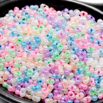 ガラスシードビーズ beads 極小ビーズ ガラスビーズ ピーナッツ型ビーズ ボトル入り 約3×5mm（1本約190ヶ）