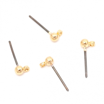 カン付き丸玉ピアス メタルピアス 銅製 約3mm（8ヶ）