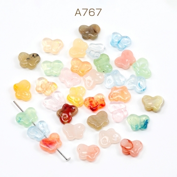 アクリルビーズ 蝶 カラーミックス 穴あり 約10×13mm（ランダム30ヶ）
