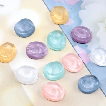 樹脂パーツ デコパーツ 貼り付けパーツ 半透明 楕円型 約14×16mm（10ヶ）
