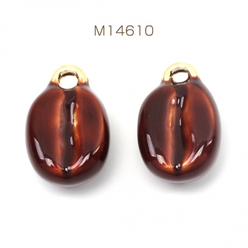 エポチャーム 合金製 コーヒー豆 カフェ ミニチュア メタルチャーム 約8×13mm（2ヶ）