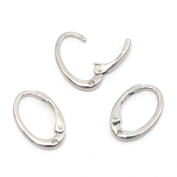 開閉式フープピアス ワンタッチピアス フープピアス金具 簡単装着ピアス 約10×15mm (4ヶ)