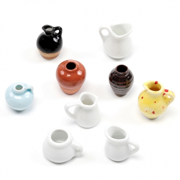 ミニチュアサンプルパーツ 陶器 花瓶 壺 ポット 水差し インテリア雑貨 可愛い 小物 置物 全9種（1ヶ）